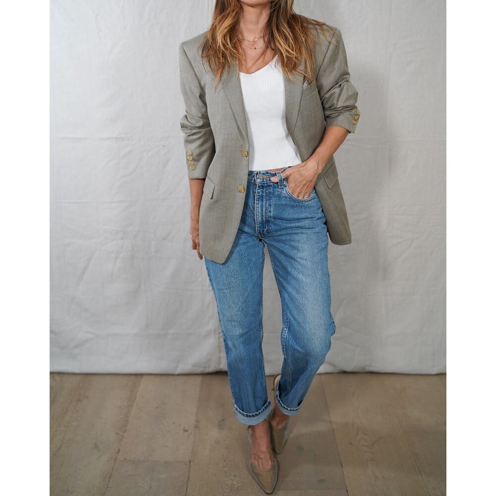 Lauren Ralph Lauren Silk Wool Blazer Sage Gray Tailored Jacket Quiet Luxury - Picture 2 of 10
